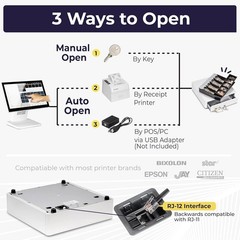 Cash Register Drawer for POS Point of Sale System with Round Corner 13″, Remo…