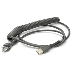 Datalogic CAB-524 Cable, USB, Type A, Coiled, POT, CAB-524, 8 ft