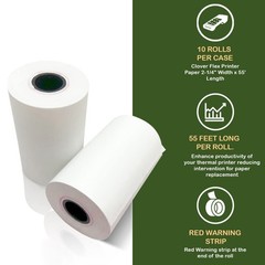 POS Thermal Paper Rolls 2 1/4 X 55, 10 Pack, Clover Flex