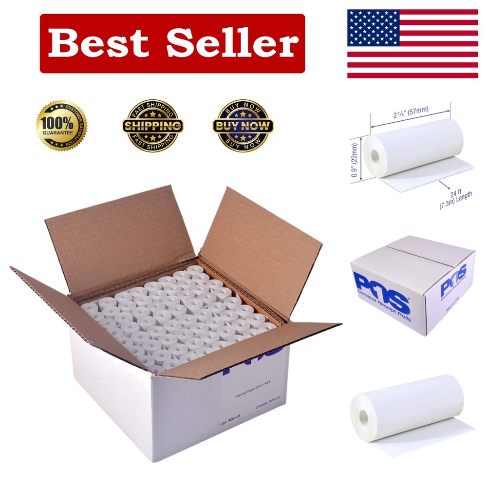 High-Quality 2-1/4 x 24 ft CORELESS Thermal Paper Rolls – Fits Poynt & PIDION