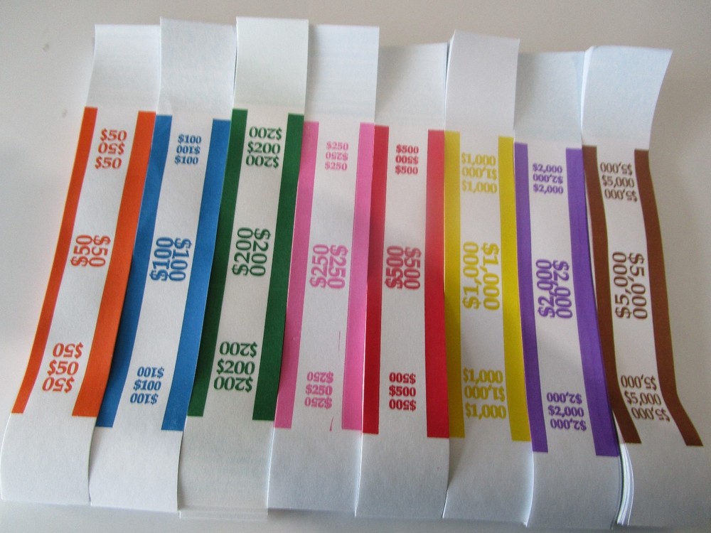 $50, $100, $200, $250, $500, $1000, $2000, $5000 ~ CURRENCY STRAPS/BANDS