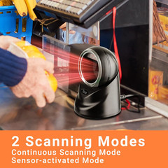 Pro Omnidirectional Barcode Scanner 2D QR Desktop Handsfree, Adjustable Scan Hea
