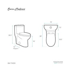 Sublime One Piece Elongated Toilet with Touchless Retrofit Dual Flush 1.1/1.6…