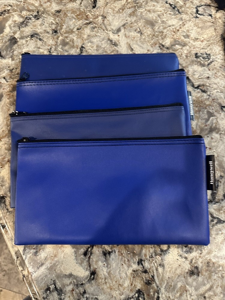 Honeywell 6503 Multipurpose Zipper Bank Deposit Money Bag Blue 11″ x 6″ 4-Pack