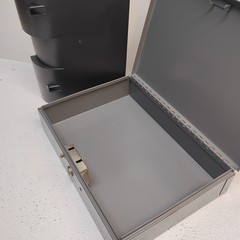 LIT-NING Metal Cash Box Key Lock Lockable Removable Coin Compartment Tray No Key