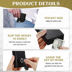 1 Pack Metal Box for Gamblers Pocket Sized Winner Bank Casino Cash Box with 2 Ke