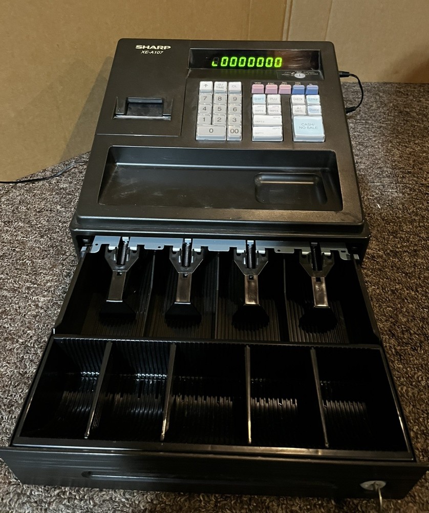 Sharp XE-A107 Electronic Cash Register “Repair” Keys-Power Cord Included