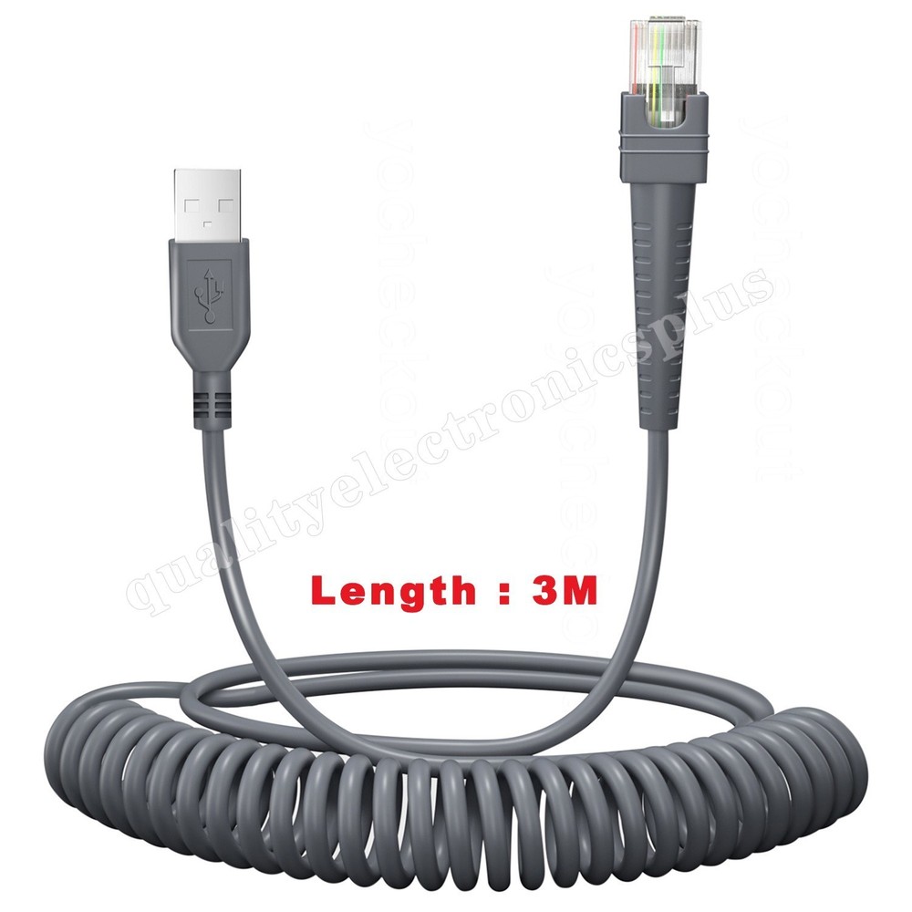 3M USB A to RJ45 Coiled Cable For Zebra DS3408-SR DS3508 DS3478 DS3578 LS7808