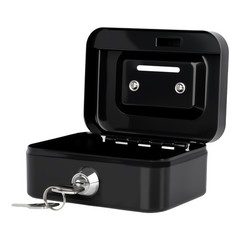 Mini Cash Box with Slot Small Cash Box with Money Tray and Key Lock, Metal Lo…