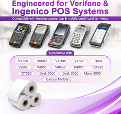 Verifone & Ingenico Thermal Paper Rolls 2 1/4″ X 55′ (10 Pack) BPA Free Receipt