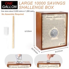 10000 Money Saving with Lock, Large Wooden 10k Savings Challenge $10,000 Reus…