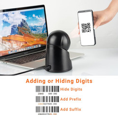 Pro Omnidirectional Barcode Scanner 2D QR Desktop Handsfree, Adjustable Scan Hea