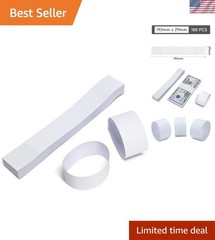 Money Band Currency Straps – 7.5 x 1.15 Inches, 100 Self-Sealing Bill Wrappers