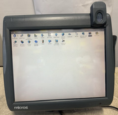 Micros Workstation 5A POS 400814-101 Terminal & Stand & Fingerprint Identifier