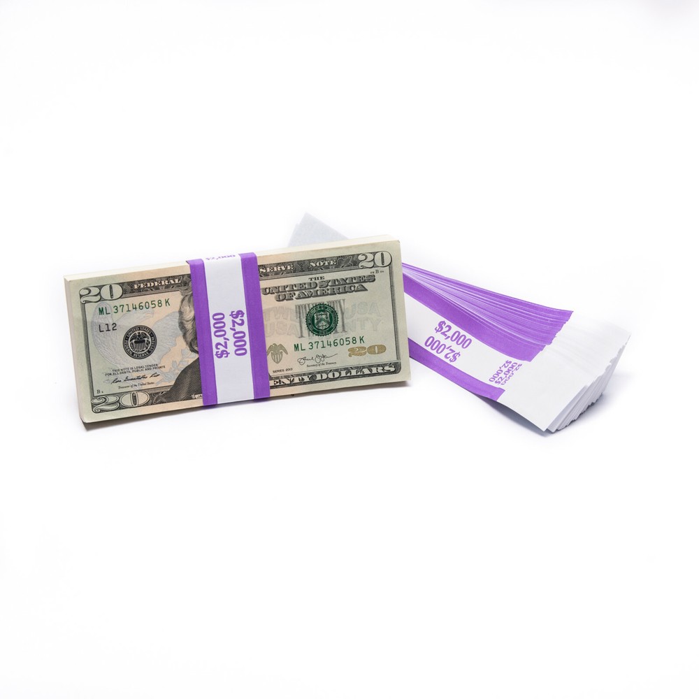 500 Self Sealing Currency Bands- $2,000 Denomination