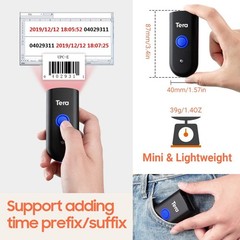 Tera Wireless Barcode Scanner 1D Laser Mini Pocket Waterproof Scanner 3in1 Co…