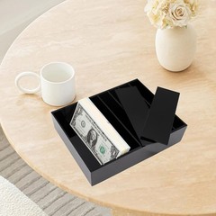 Money Organizer for Cash, 8 Compartment Black Acrylic Money Holder, Cash Tray, C