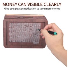 Cash Vault Wooden Savings Box, Wooden Cash Saver Money Box, Cash Saver Box 10000