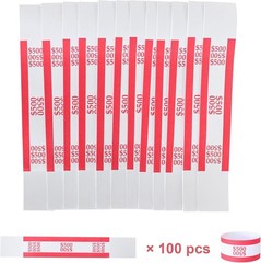 100 ABA Standard Red Self-Adhesive Currency Straps for Efficient Bill Organiz…