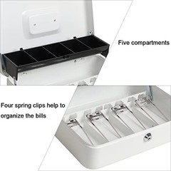 Cash Box with Key Lock 11.8×9.5×3.5 Inches Durable Metal Lock Box for Money