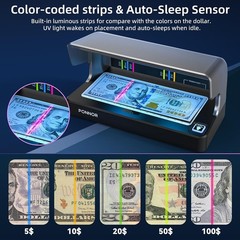 Dual UV LED Light Counterfeit Bill Detector Money Checker Machine Authenticator