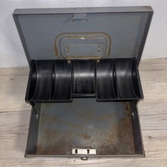 Vintage ASCO Art Steel Co New York Drab Metal Safe Deposit Box Patina No Key
