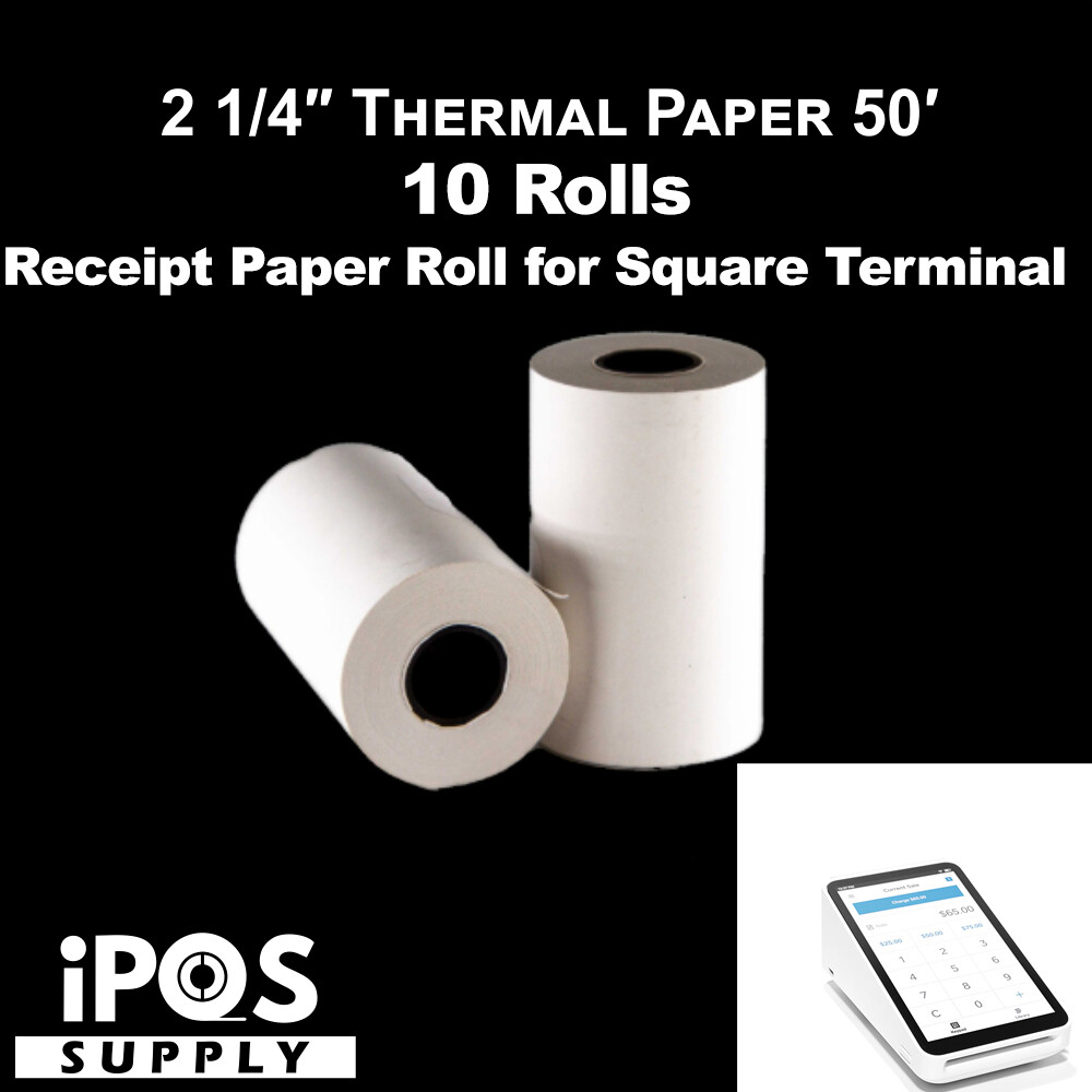 iPOS Supply Receipt Paper 10 Rolls for Square Terminal Credit Card Machine