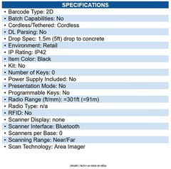 Unitech MS822-2UBU02-5G MS822, 2D SR Imager, USB Bluetooth Type C, No Power
