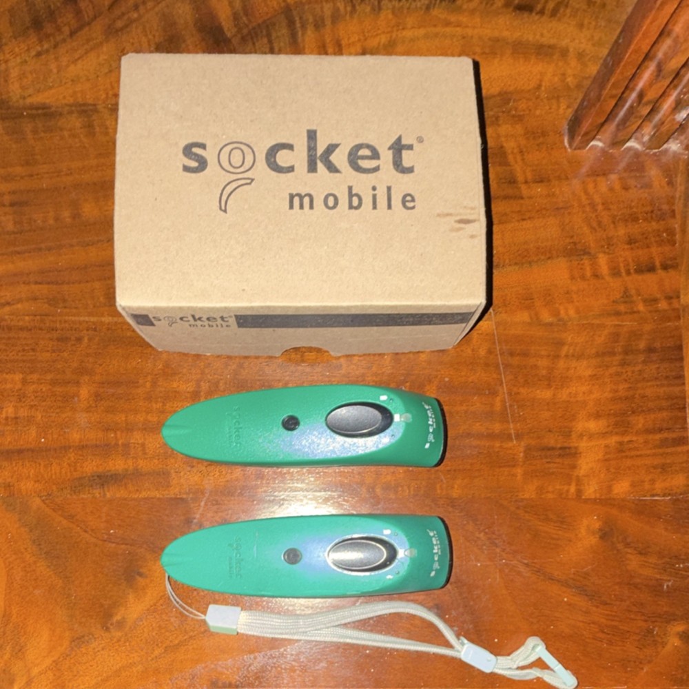 Socket Mobile S700 USB Barcode Scanner with charging cable and manual