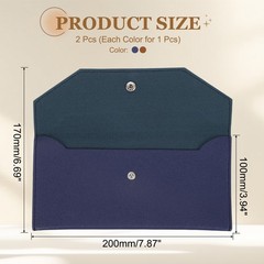 2Pcs PU Leather Envelope Wallet Money for Women Men,Brown/Blue