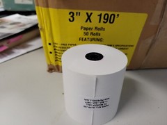 3″ x 190′ Bond Printer Receipt Paper Rolls, 38 Rolls partial case