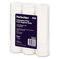 PM Company? Paper Rolls, One Ply Cash Register/Add Roll, 2 1/4 x 150 ft, White,