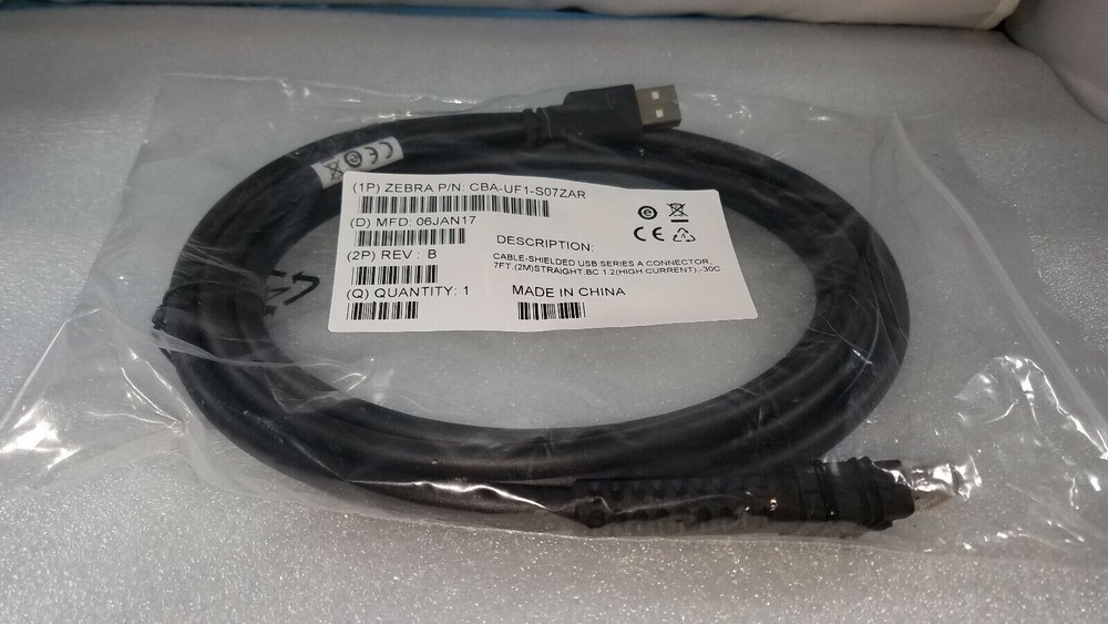 Zebra Motorola DS3608 Cable CBA-U46-S07ZAR Shielded USB Series A Connector