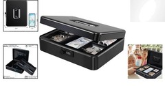 Metal Cash Box with Combination Lock – Extra Large 11.81×9.45×3.54 in Black