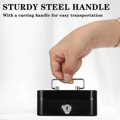 4 Pieces Money Box Cash Box with Lock and Slot Steel Organizer Piggy Bank Metal