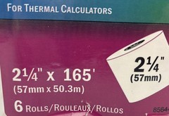 NCR Thermal Calculator Rolls 2 1/4  x 165′ White Pack of 6 rolls / Sealed