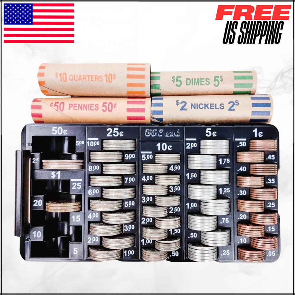 Mini Coin Sorting Tray W/ Lid Accurate 2PC Change Counter Organizer For Bank