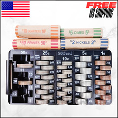 Mini Coin Sorting Tray W/ Lid Accurate 2PC Change Counter Organizer For Bank
