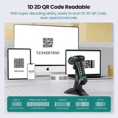 Anyeast Wireless Barcode Scanner with Stand Industrial 1D 2D QR Bluetooth Reader