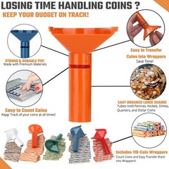 Coin Counters & Coin Sorters Tubes Set of 5 Color-Coded Coin Tubes and Assort…