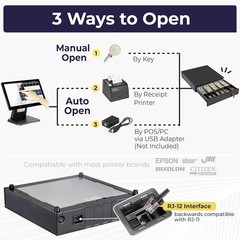 Cash Register Drawer for Point of Sale POS System, 5 Bill/7 Coin, 16″ with Ad…