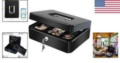 Water-Resistant Cash Box with Removable Tray: Secure Cash Drawer, 9.84″x7.87″