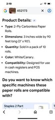 10-Pk Point Plus 3″ x 90′ Carbonless 2-Ply Cash Register POS Paper Roll Tape New