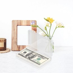 QoTang 10 PCS Paper Money Storage Case, 6.5 x 3.3 x 0.7 inches, Transparent