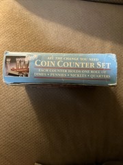 VINTAGE COIN COUNTER SET “ ALL THE CHANGE I NEED ” Each Counter Holds One Roll