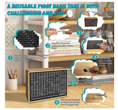 Money Saving Challenge Box Cash Vault Wooden Savings Box Cash Saver $500 $10000