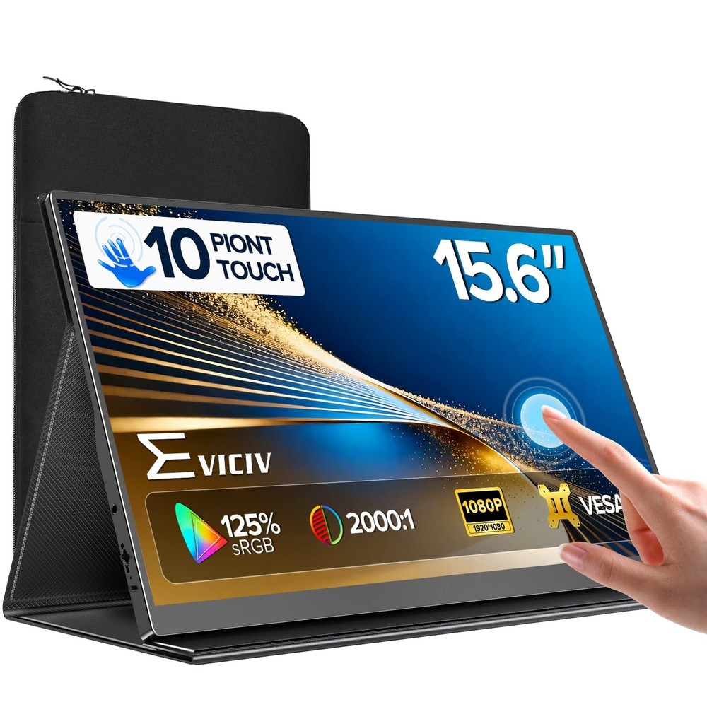 EVICIV Portable Monitor Touchscreen 15.6”, 125% sRGB 1080P IPS 10-Point To