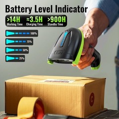Tera Barcode Scanner Wireless Versatile 2-in-1 (2.4Ghz 1D Green, Green