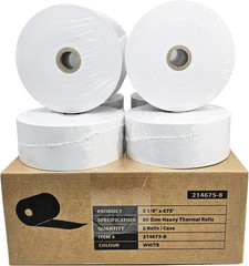 (8 Rolls) 2 1/4″ X 675′ Heavy Weight ATM Paper Rolls, 8 Rolls/Case, 80 GSM BPA F