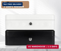 Sumerfnt Cash Box with Lock and Money Tray Money Box for Cash, Metal Lock Box fo